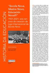 “Escola Nova, Mestre Novo, Educación Nova!!” 1921-2021: aos cen anos da creación da Liga Internacional da Escola Nova